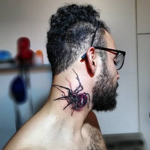 Тату паук на шее| Tattoo Academy