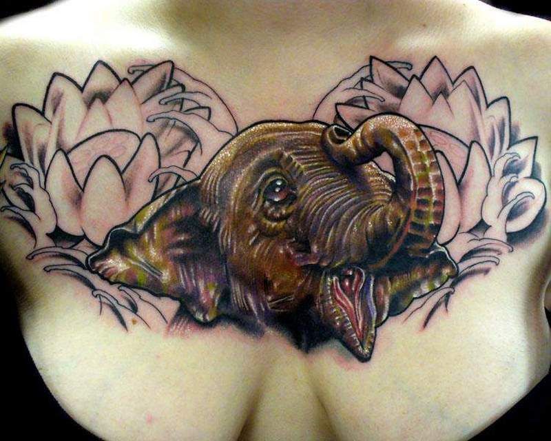 Слон на груди tatu