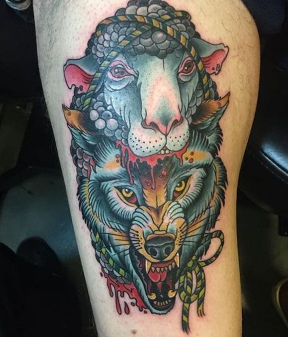 Значение татуировки волк в овечьей шкуре
