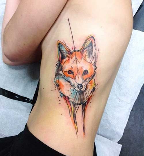 Татуировка лиса на боку
