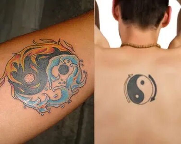 Парная Татуировка Инь Янь с драконом